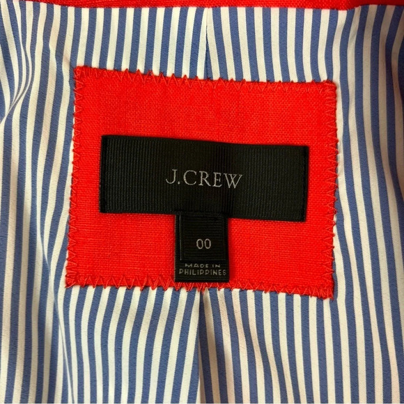 J. Crew Rhodes Linen Blazer Jacket Red Orange Gold Buttons Size 00 - Picture 5 of 6